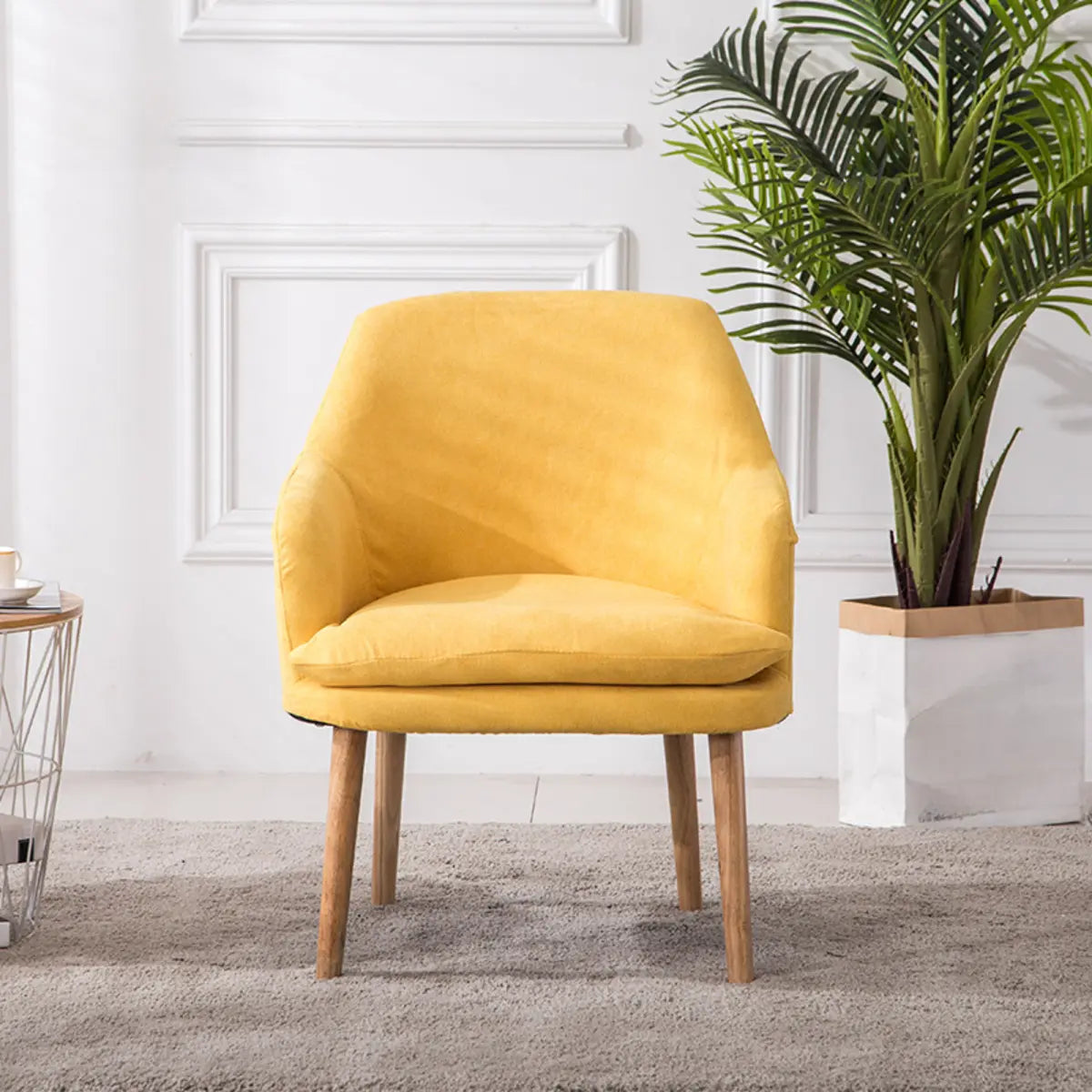 Yellow Flannel Sloped Arms Fixed Back Lounge Chair Image - 12