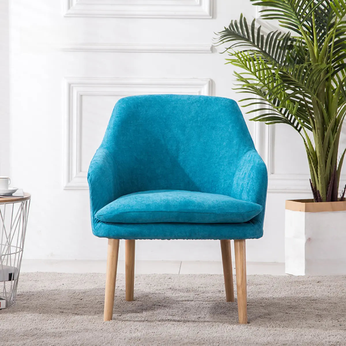 Yellow Flannel Sloped Arms Fixed Back Lounge Chair Image - 4