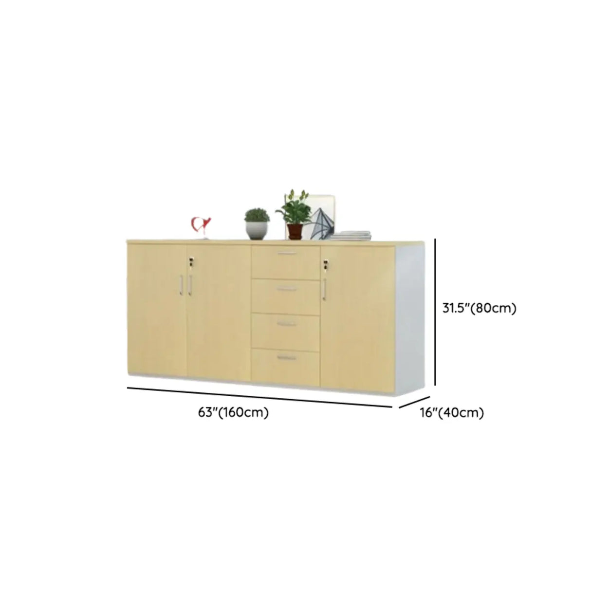Yellow Lateral Wood Medium Lockable Filing Cabinet