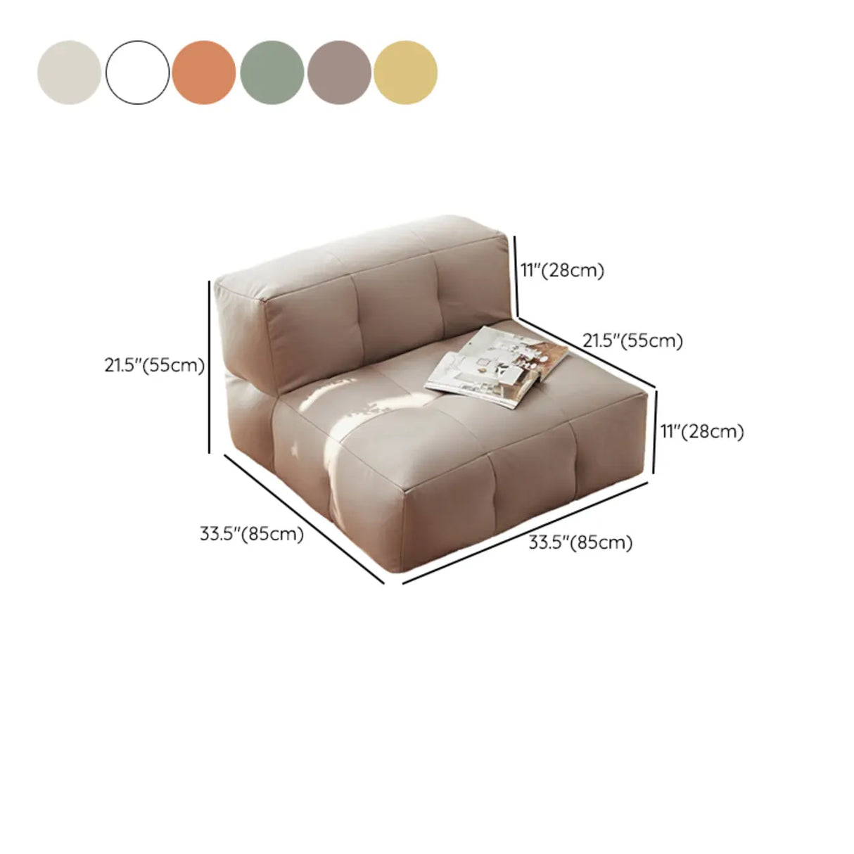 Yellow Tech Cloth Biscuit Back Reclining Corner Chair Image - 23