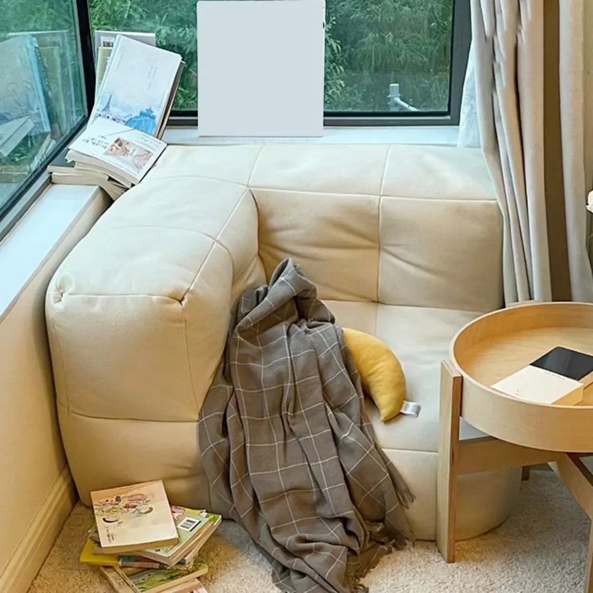 Yellow Tech Cloth Biscuit Back Reclining Corner Chair Image - 6