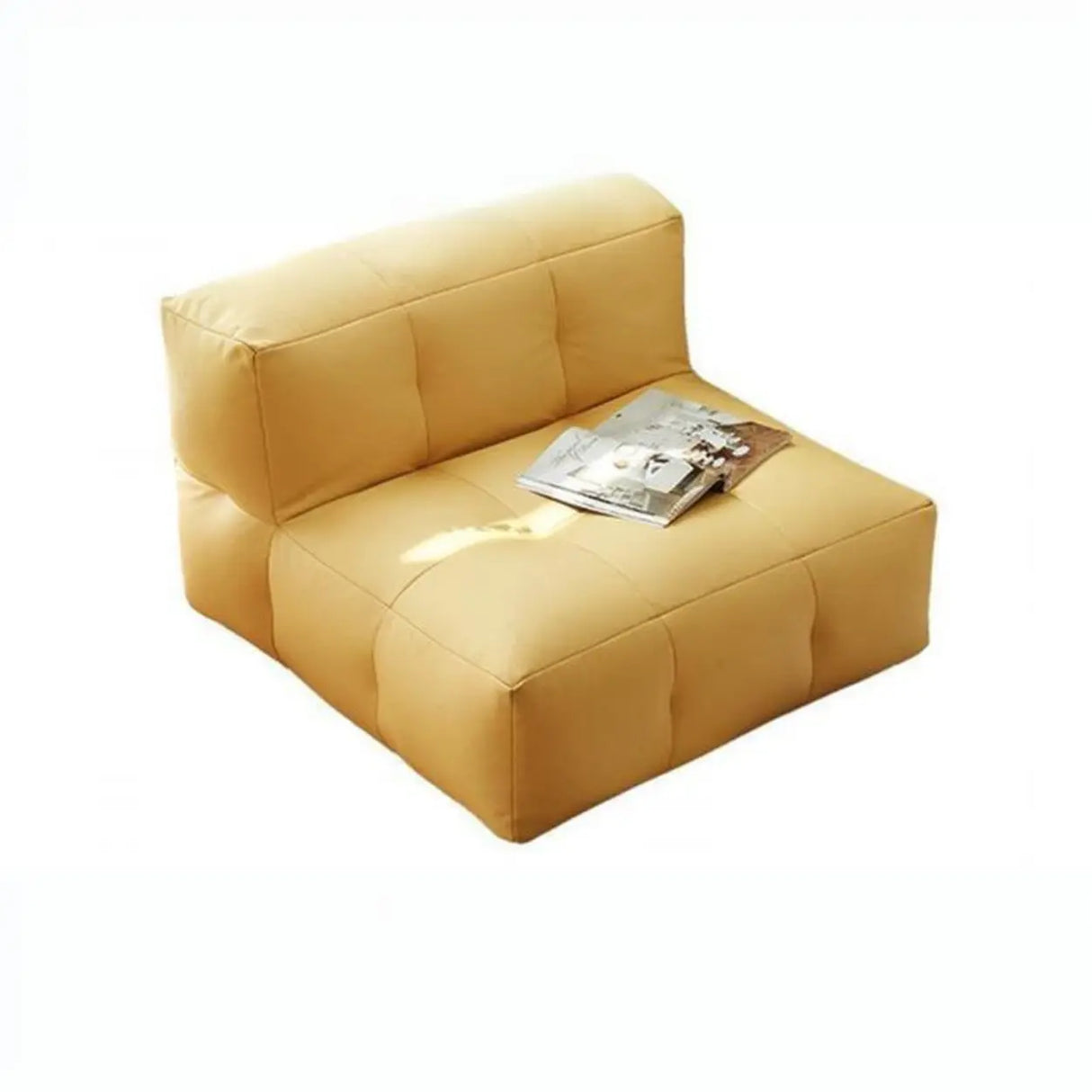 Yellow Tech Cloth Biscuit Back Reclining Corner Chair Image - 7