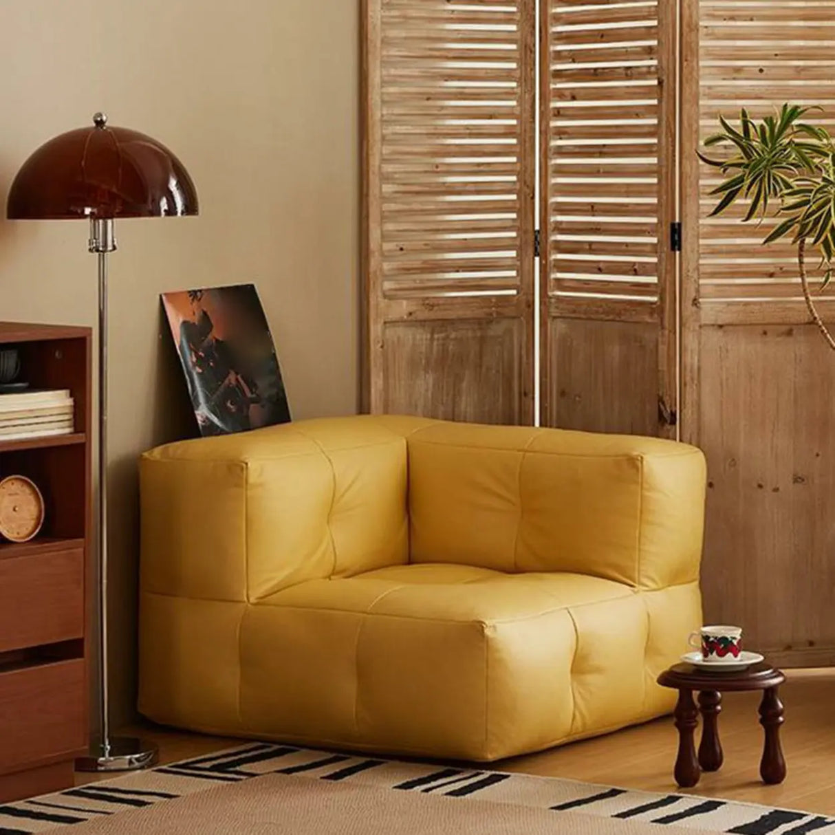 Yellow Tech Cloth Biscuit Back Reclining Corner Chair Image - 8