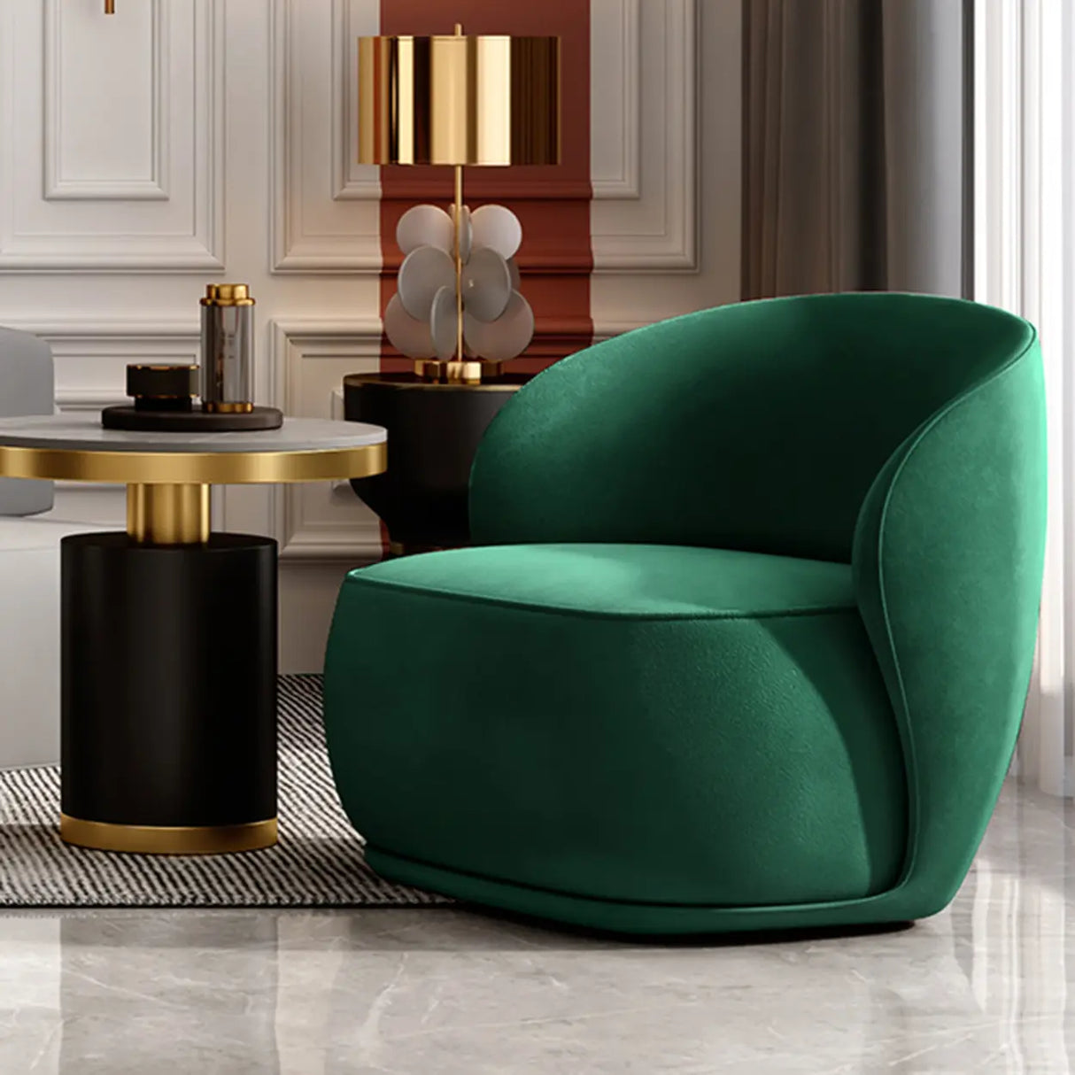 Yellow Velvet Tight Back High-Back Foam Fill Arm Chair Image - 4