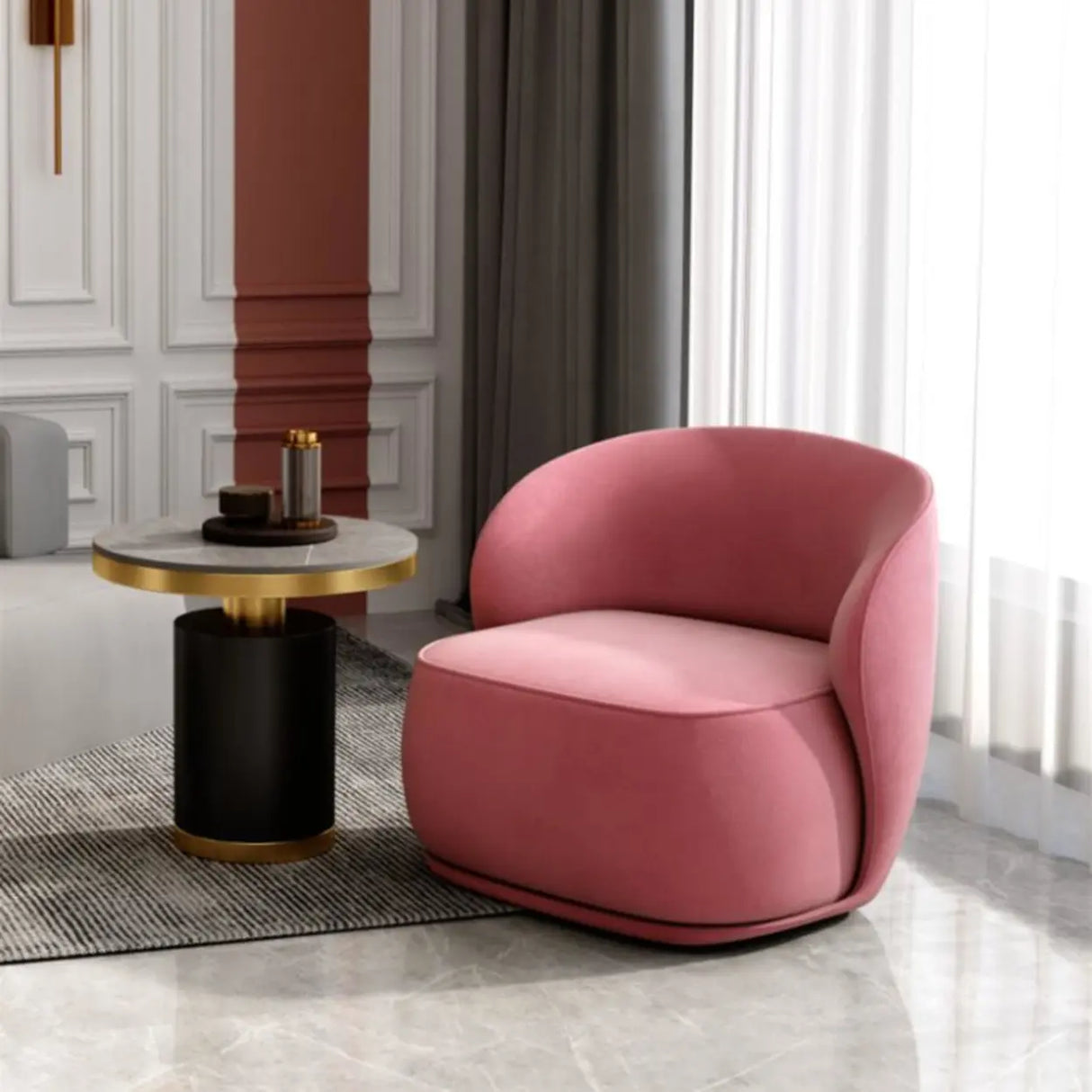 Yellow Velvet Tight Back High-Back Foam Fill Arm Chair Image - 5