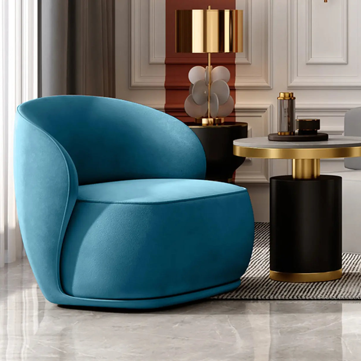 Yellow Velvet Tight Back High-Back Foam Fill Arm Chair Image - 6