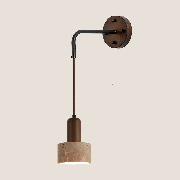 Cylinder Brown and Beige Bedside Pendant Wall Sconce Image - 19