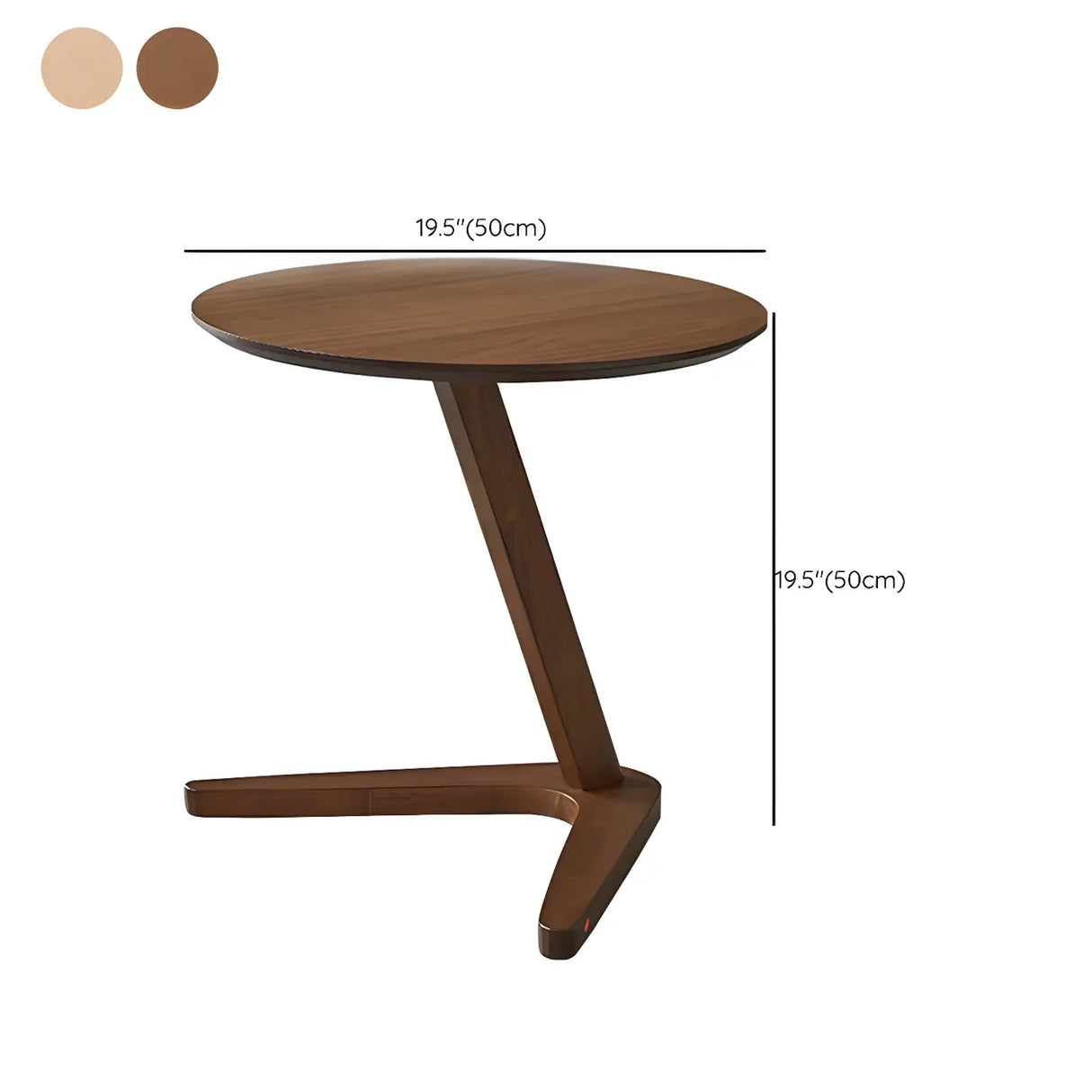 Z-Shaped Round Wood Walnut Finish Side Table