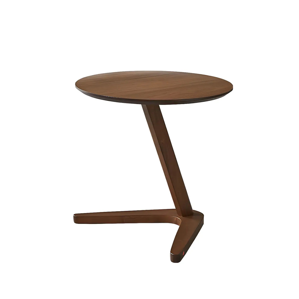 Z-Shaped Round Wood Walnut Finish Side Table Image - 5