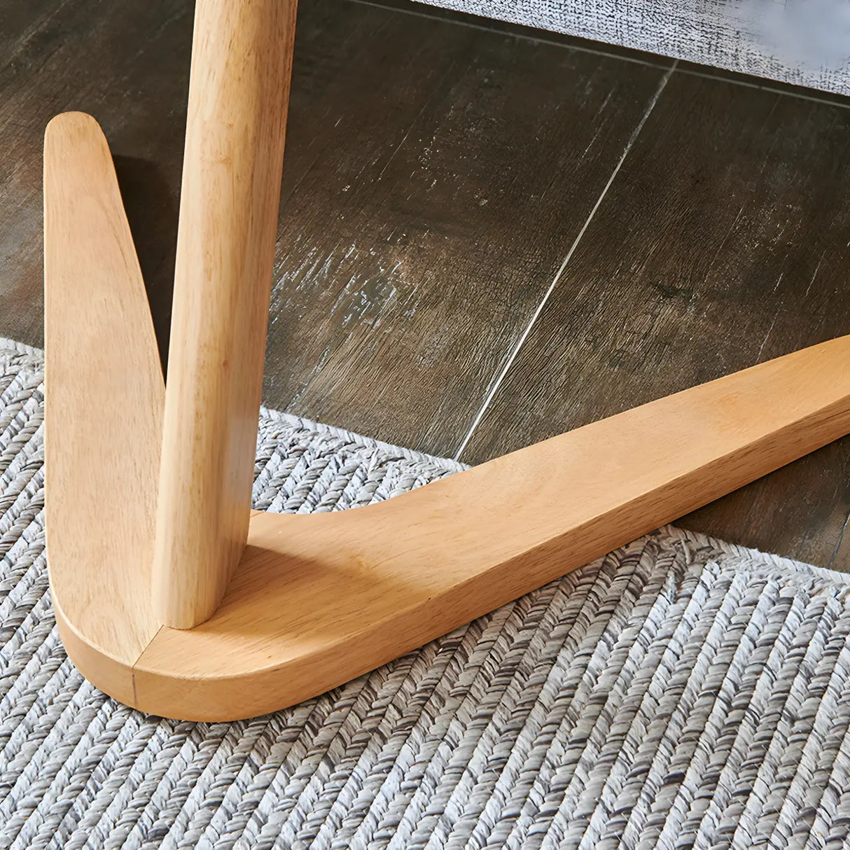 Z-Shaped Round Wood Walnut Finish Side Table Image - 8