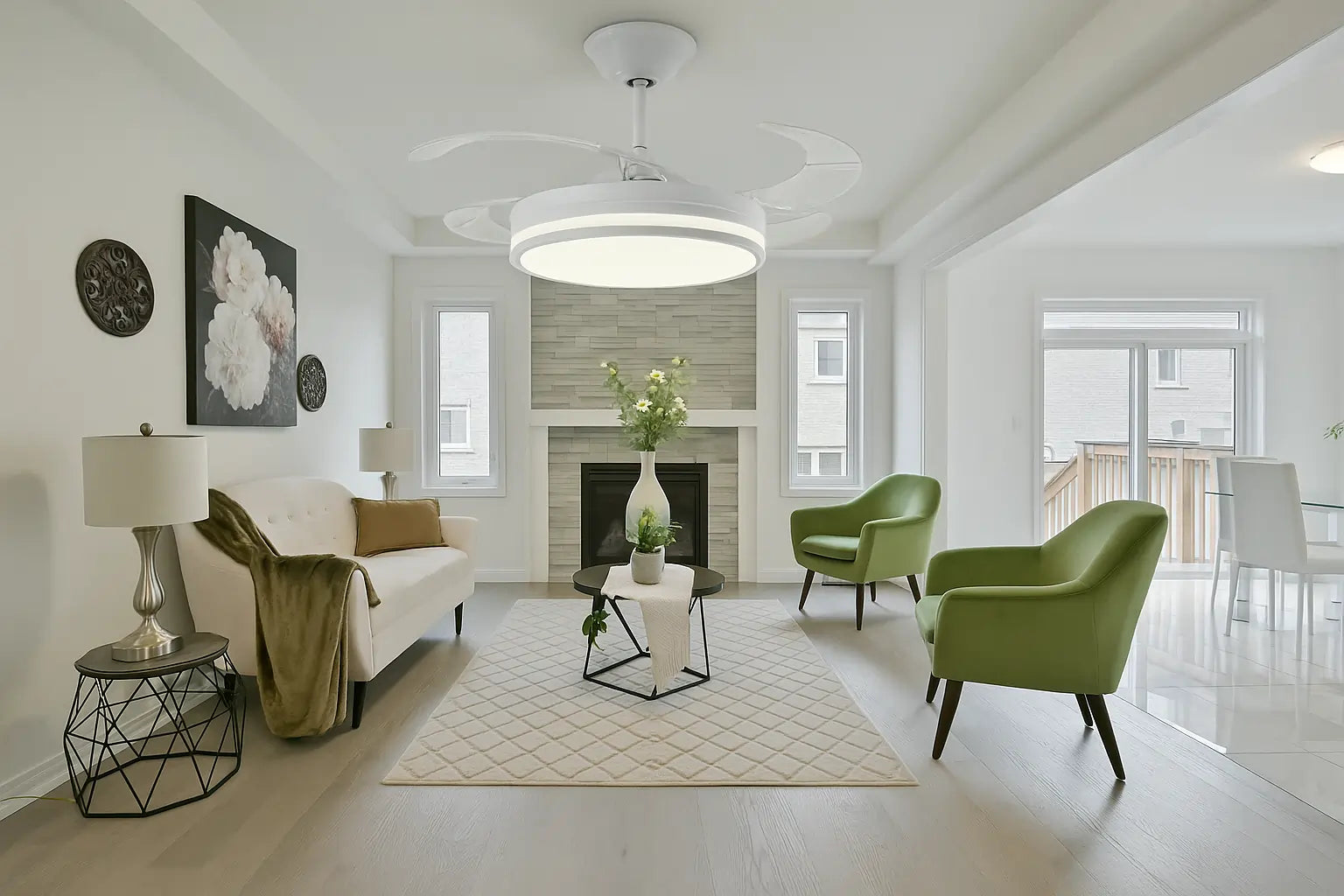 Retractable Ceiling Fan in Living Room