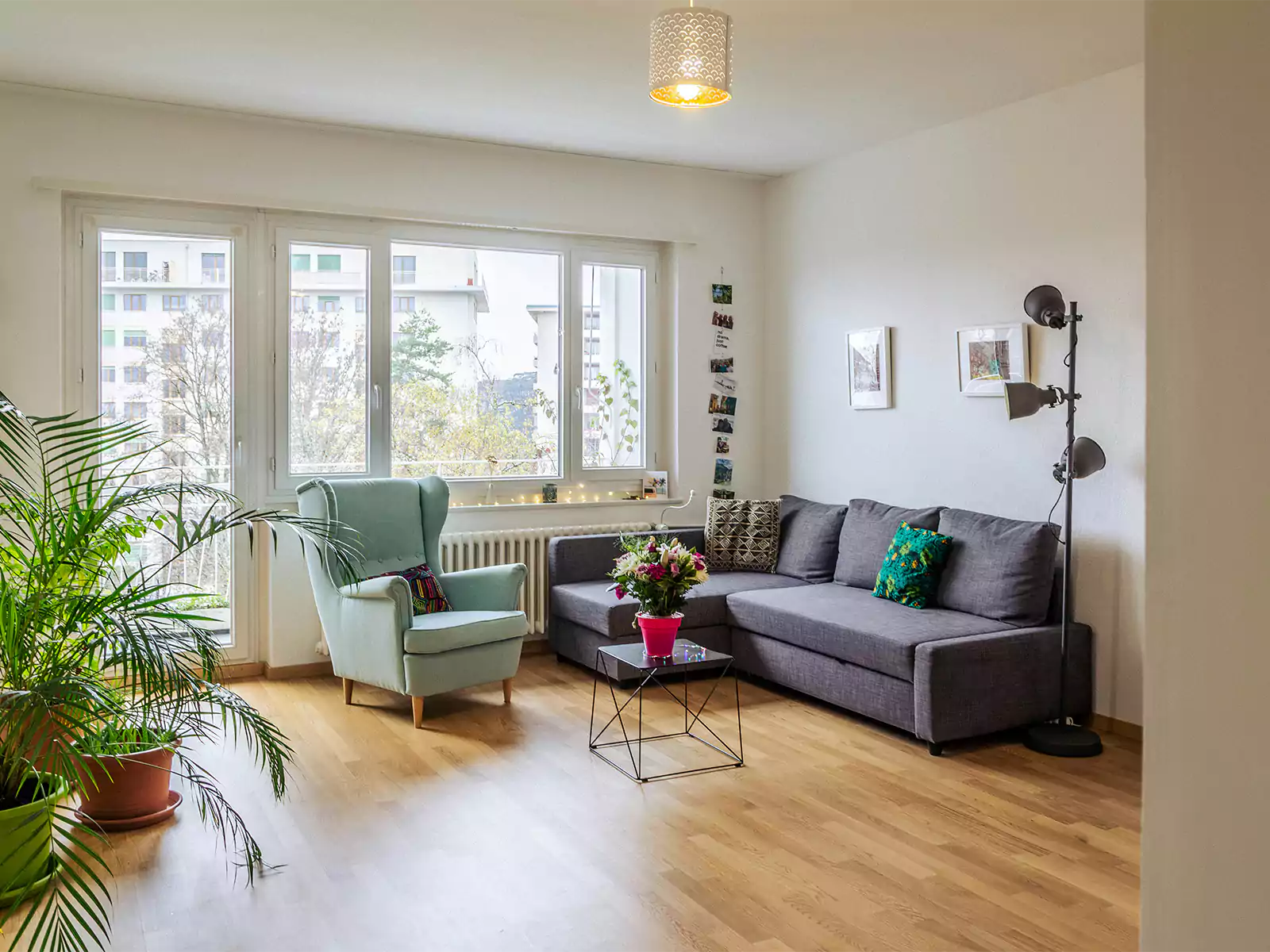Torchiere Floor Lamp in Living Room