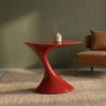 Modern Red Oval Sculpted Pedestal Side Table
