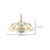 10-Light Vintage Blue Porcelain Flower Chandelier #size