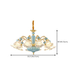 10-Light Vintage Blue Porcelain Flower Chandelier Image - 14