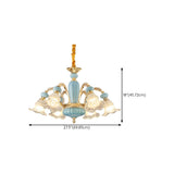 10-Light Vintage Blue Porcelain Flower Chandelier Image - 16