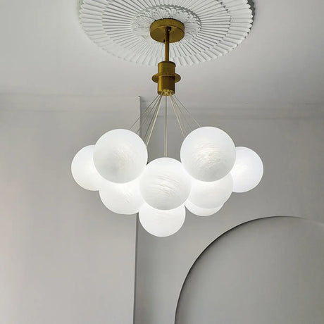 13-Light Modern White Glass Globe Pendant Light Image - 1