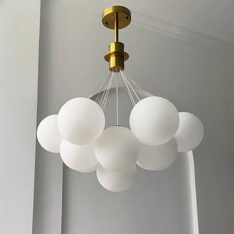 13-Light Modern White Glass Globe Pendant Light Image - 3