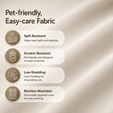 Beige pet-friendly sofa fabric with spill-resistant, scratch-resistant, low-shedding and washable features