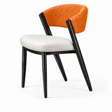 Curved Back Faux Leather Metal Dining Chair