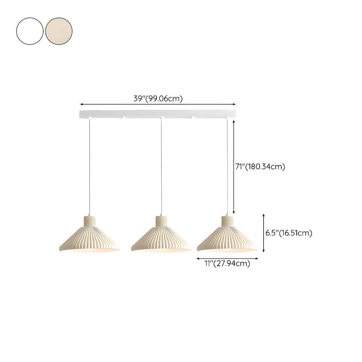 2-Light Modern White Ribbed Cone Island Pendant Light Image - 13
