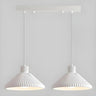 2-Light Modern White Ribbed Cone Island Pendant Light Image - 2