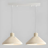 2-Light Modern White Ribbed Cone Island Pendant Light Image - 3
