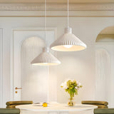 2-Light Modern White Ribbed Cone Island Pendant Light Image - 4