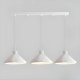 2-Light Modern White Ribbed Cone Island Pendant Light Image - 5