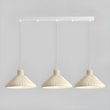 2-Light Modern White Ribbed Cone Island Pendant Light Image - 7