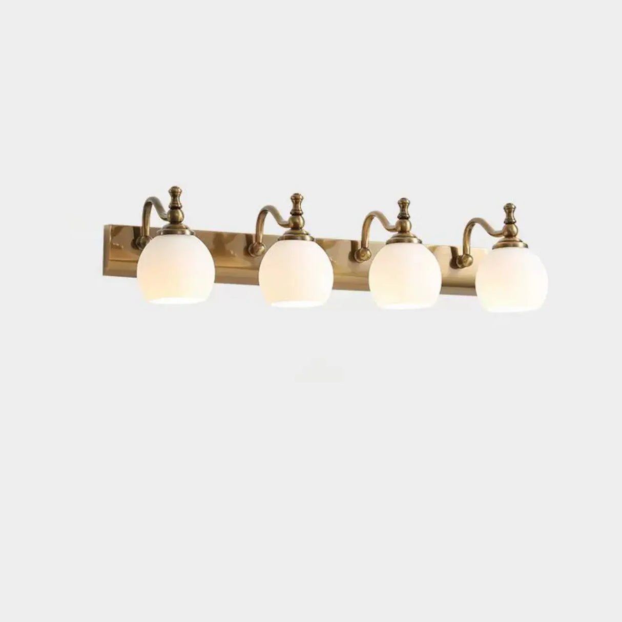 2-Light Vintage Brass Floral Glass LED Vanity Light Image - 11