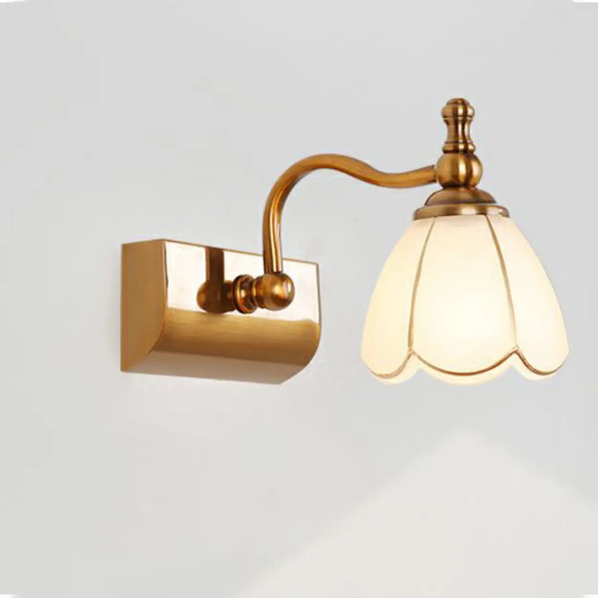 2-Light Vintage Brass Floral Glass LED Vanity Light Image - 16