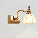 2-Light Vintage Brass Floral Glass LED Vanity Light Image - 16