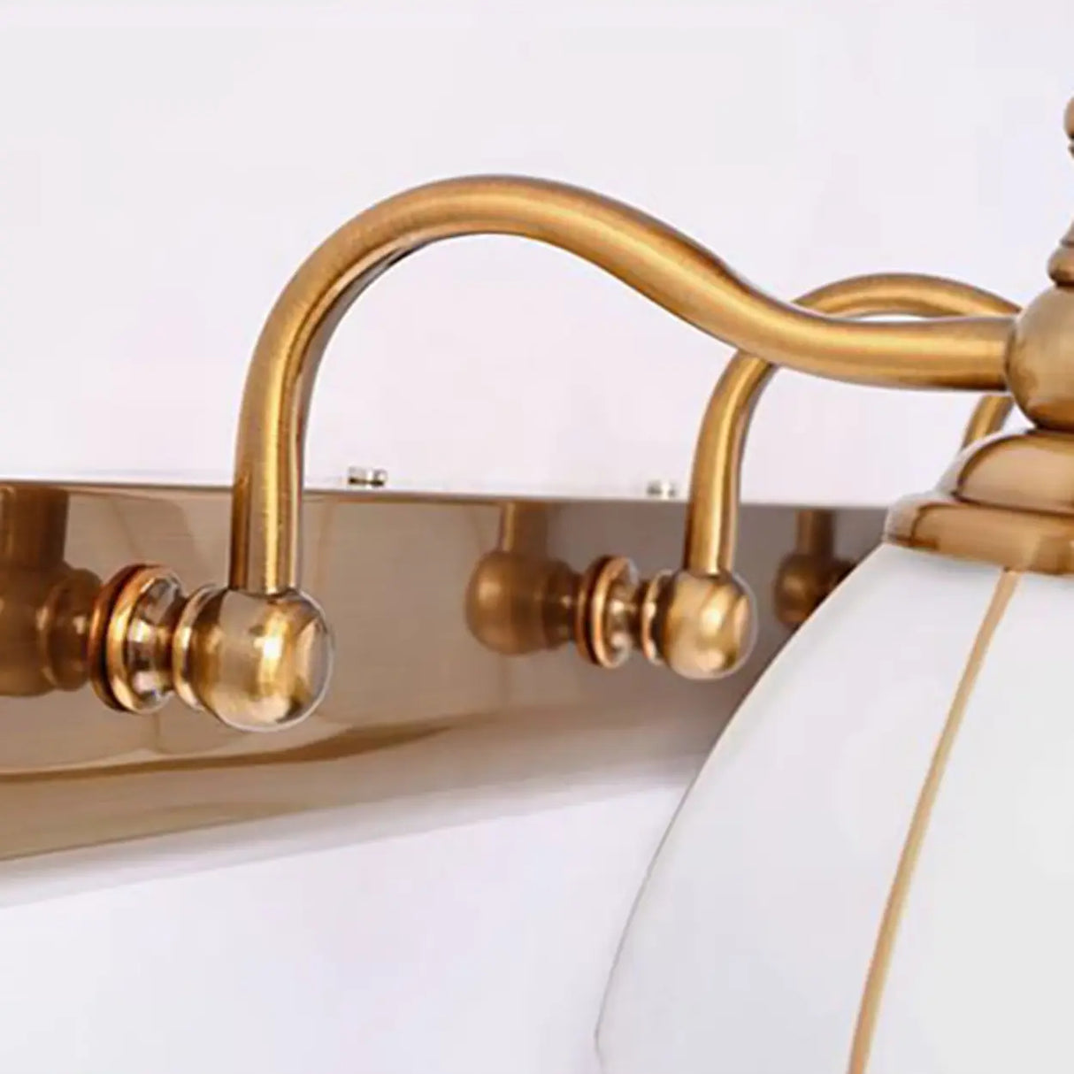 2-Light Vintage Brass Floral Glass LED Vanity Light Image - 18