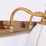 2-Light Vintage Brass Floral Glass LED Vanity Light Image - 18