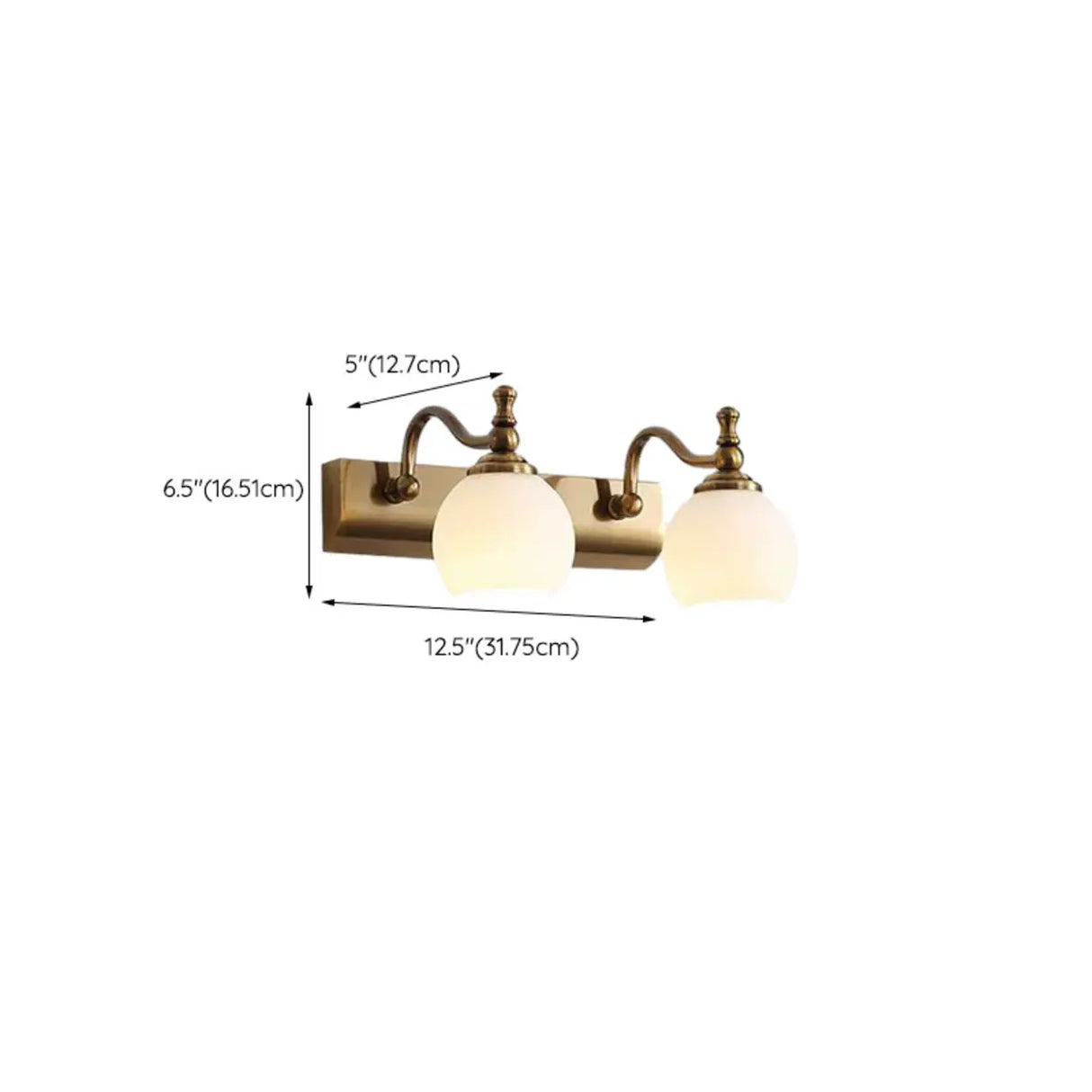 2-Light Vintage Brass Floral Glass LED Vanity Light Image - 21
