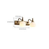 2-Light Vintage Brass Floral Glass LED Vanity Light Image - 21