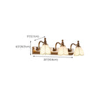 2-Light Vintage Brass Floral Glass LED Vanity Light Image - 24