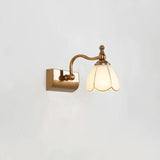 2-Light Vintage Brass Floral Glass LED Vanity Light Image - 4