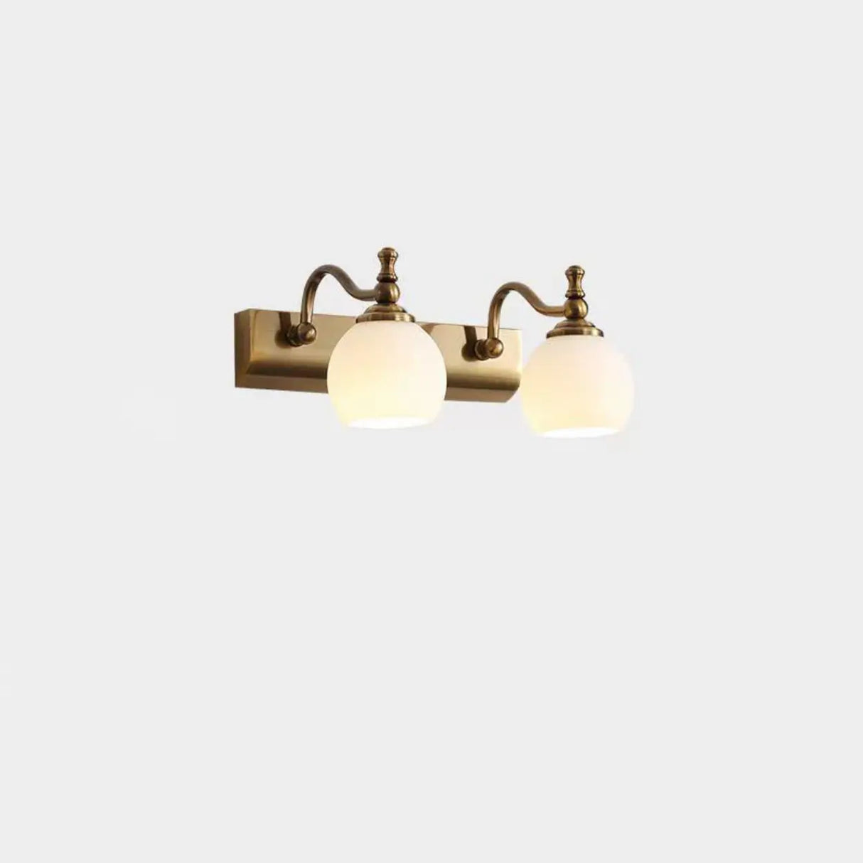 2-Light Vintage Brass Floral Glass LED Vanity Light Image - 5