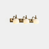 2-Light Vintage Brass Floral Glass LED Vanity Light Image - 7
