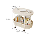 2 Tiers Oval Acrylic Off-White Rolling Chairside Table Image - 23
