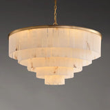 Contemporary Alabaster Tiered Gold Living Room Chandelier