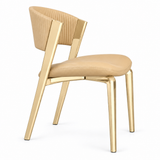Curved Back Faux Leather Metal Dining Chair