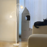 3-Light Bedroom Green Tulip-Shaped Metal Floor Lamp Image - 11