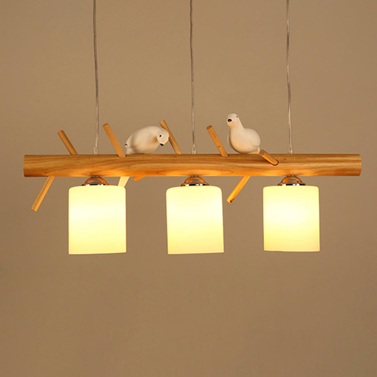 3-Light Bird and Cylinder Wooden Branch Island Light Image - 10