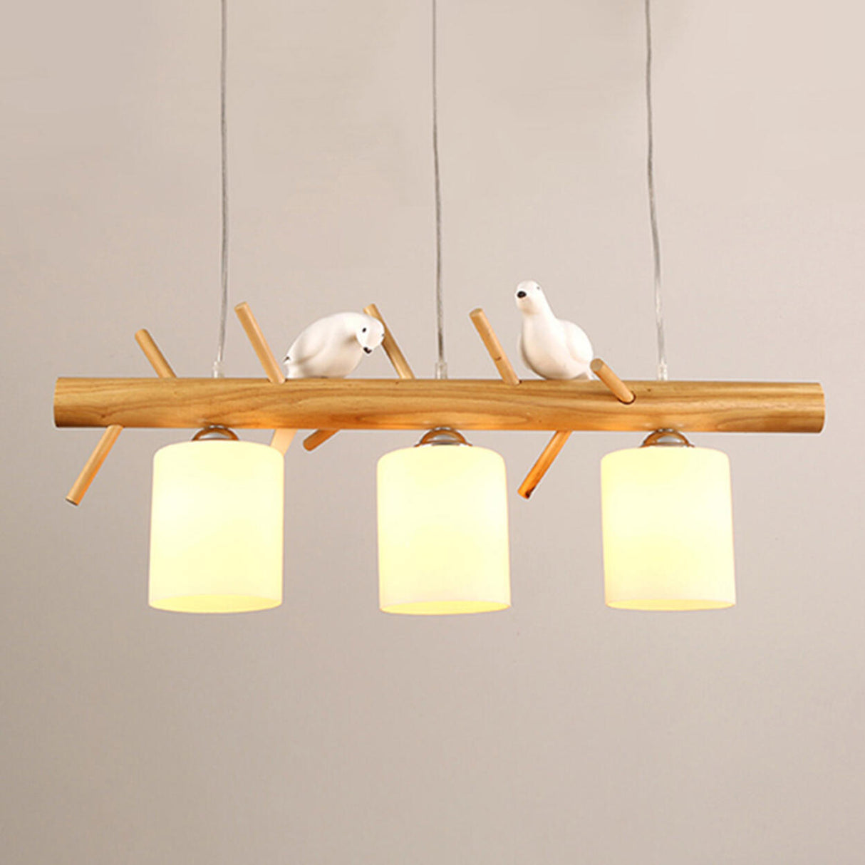 3-Light Bird and Cylinder Wooden Branch Island Light Image - 11