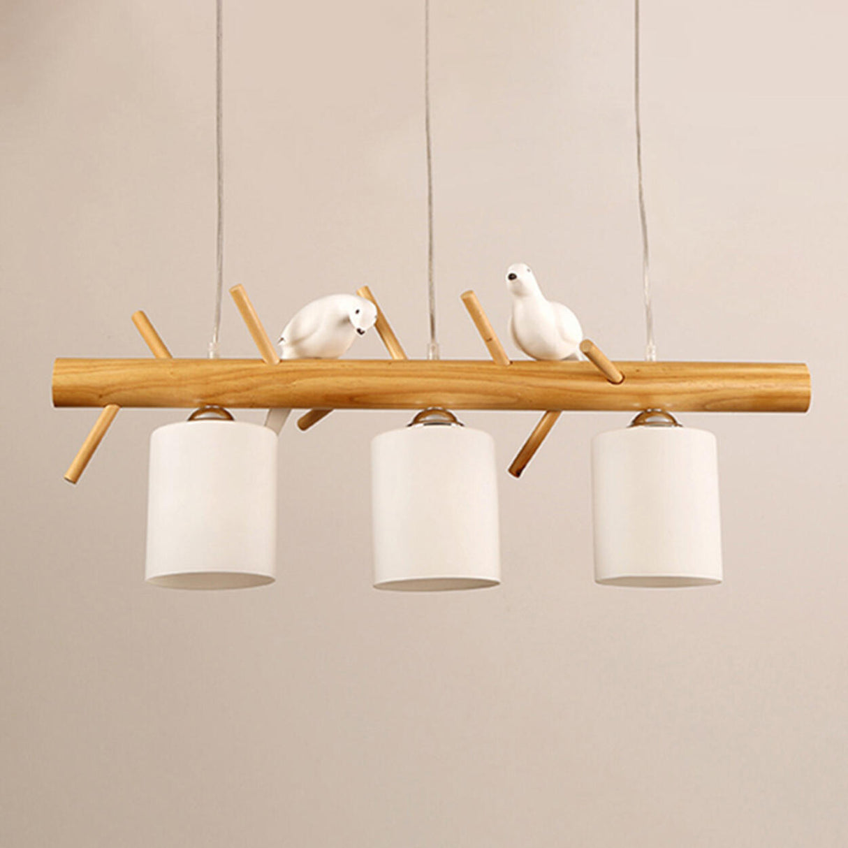 3-Light Bird and Cylinder Wooden Branch Island Light Image - 12