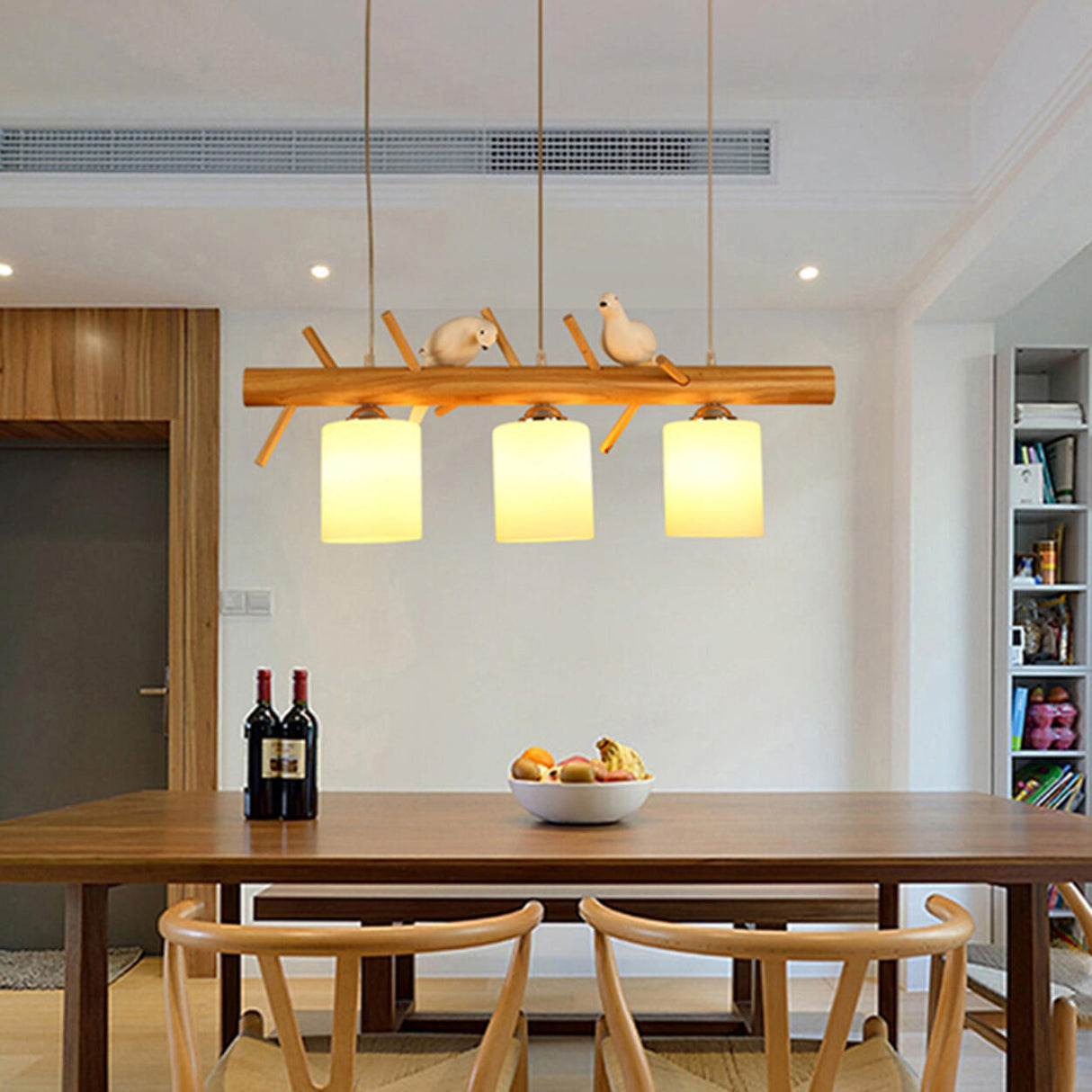3-Light Bird and Cylinder Wooden Branch Island Light Image - 18