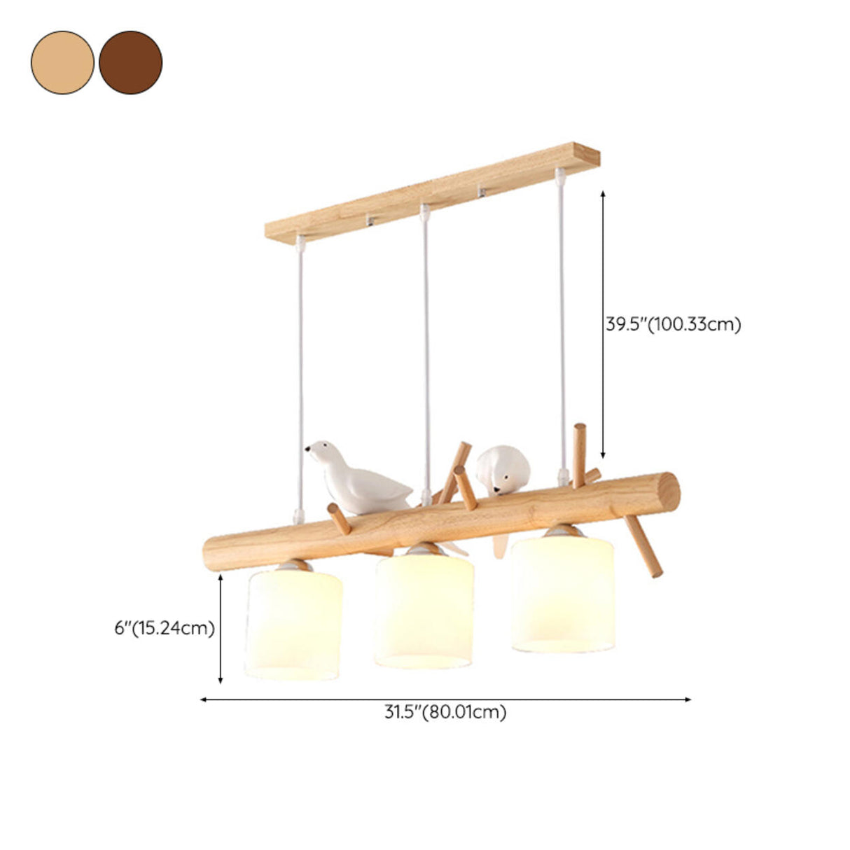 3-Light Bird and Cylinder Wooden Branch Island Light Image - 21